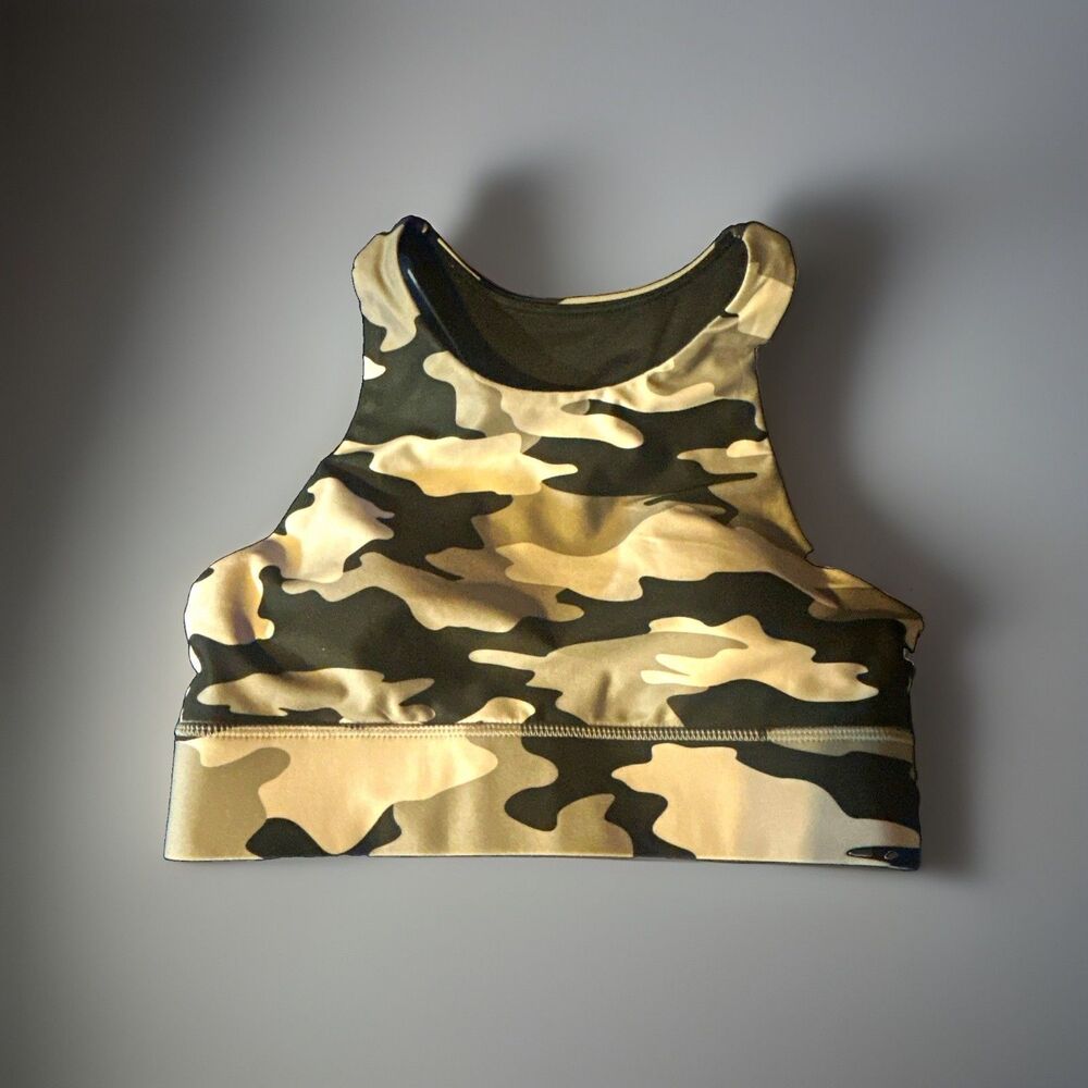 Kyodan Sports Bra XS Black Gray White Camo Racerback Wireless Stretch